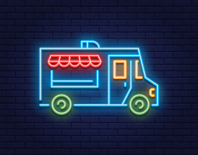 Neon Food Truck Icon Logo